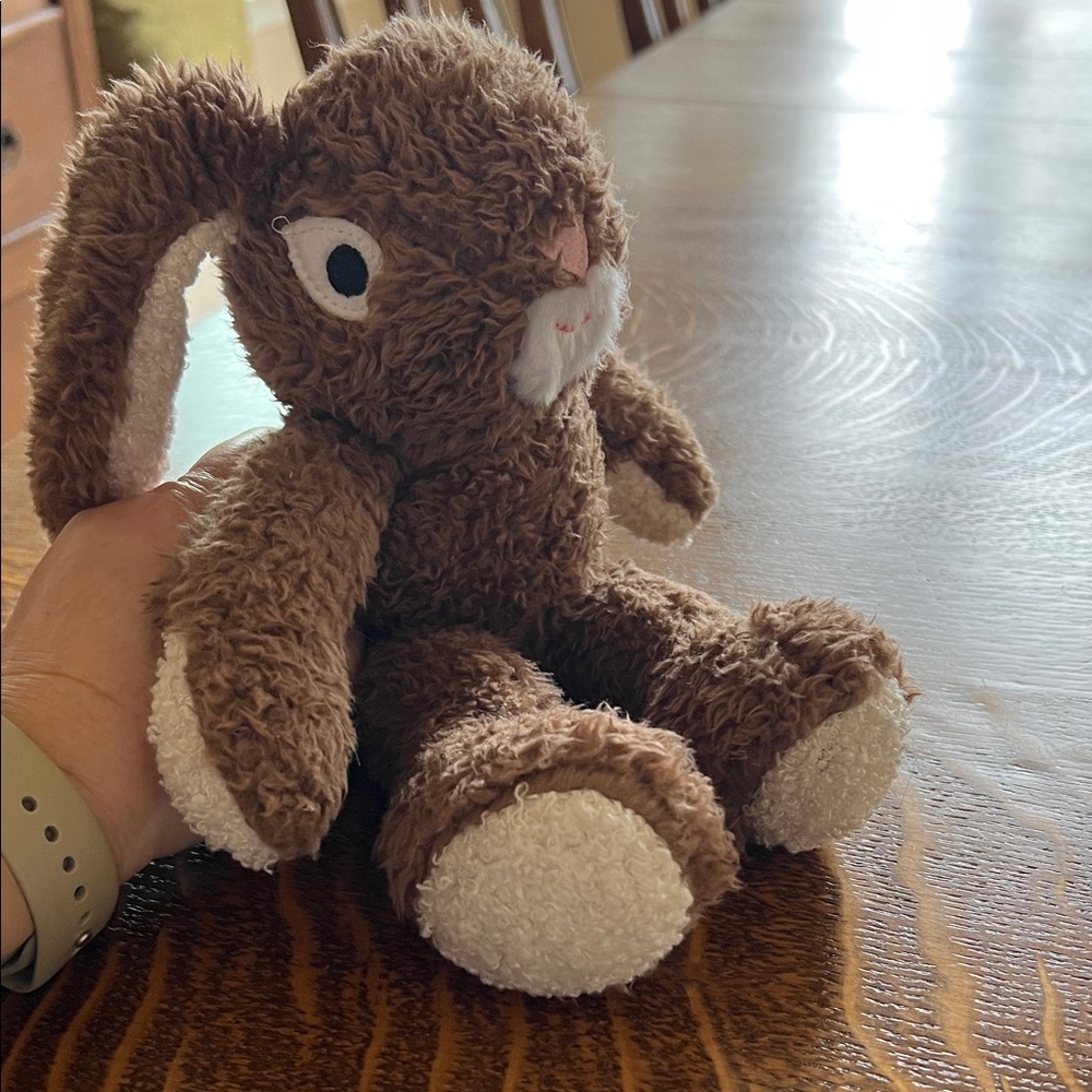 Brown Plush Bunny Stuffed Animal with Cream Accents